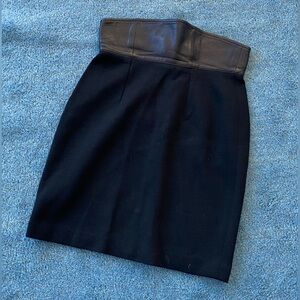 Alfredo Pecora high waisted black skirt with leather waistband size 8 $35